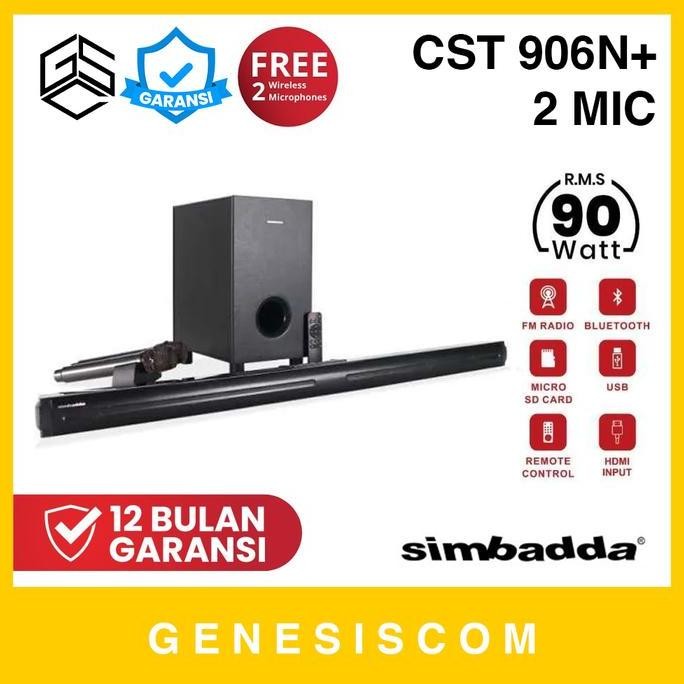 SOUNDBAR SIMBADDA CST 906N+ SPEAKER TV WIRELESS BLUETOOTH - FREE 2 MIC - SPIKER SPEKER KARAOKE SET S