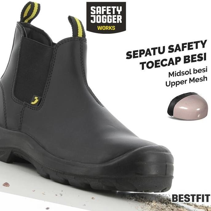 Safety Jogger Works Bestfit Black Sepatu Septi Shoes Proyek Pabrik Pria Hitam Kerja - 38 Co