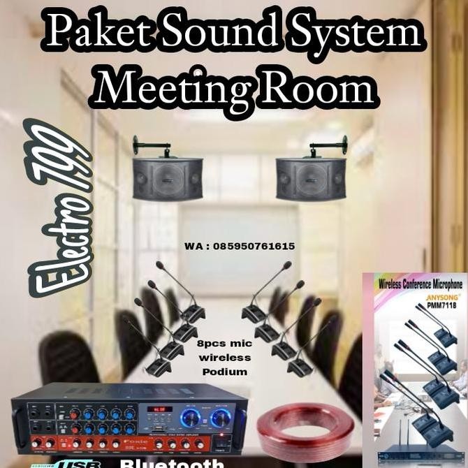 PAKET SOUND SYSTEM INDOOR MEETING ROOM SET SPEAKER + MIC WIRELESS PODIUM ISI 8MIC ORIGINAL DAN TERPE