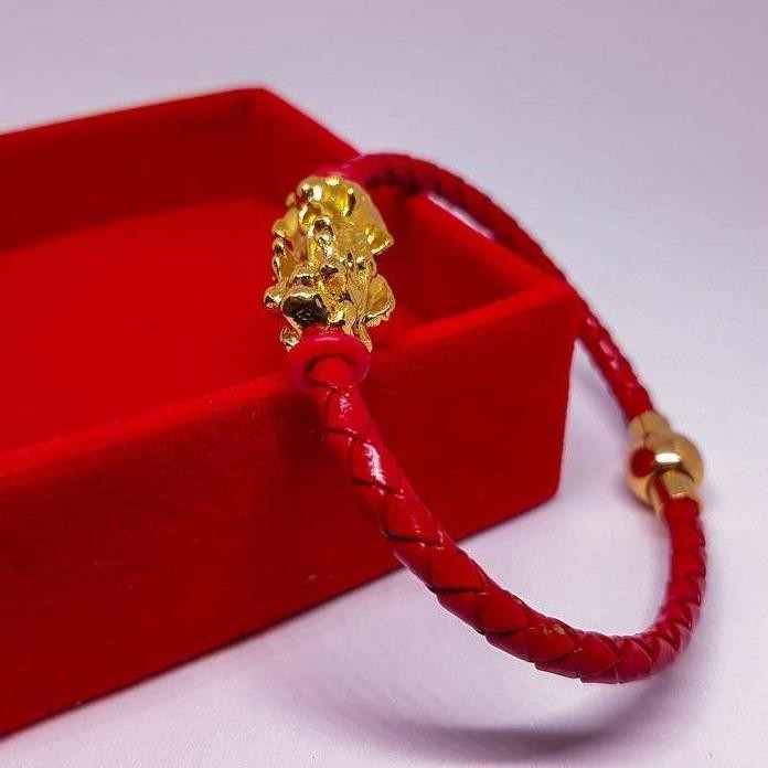 Gelang Kulit Couple Liontin Pixiu Untuk Pria Wanita Unisex Gelang Tali Pengait Magnet Gelang 1B Free