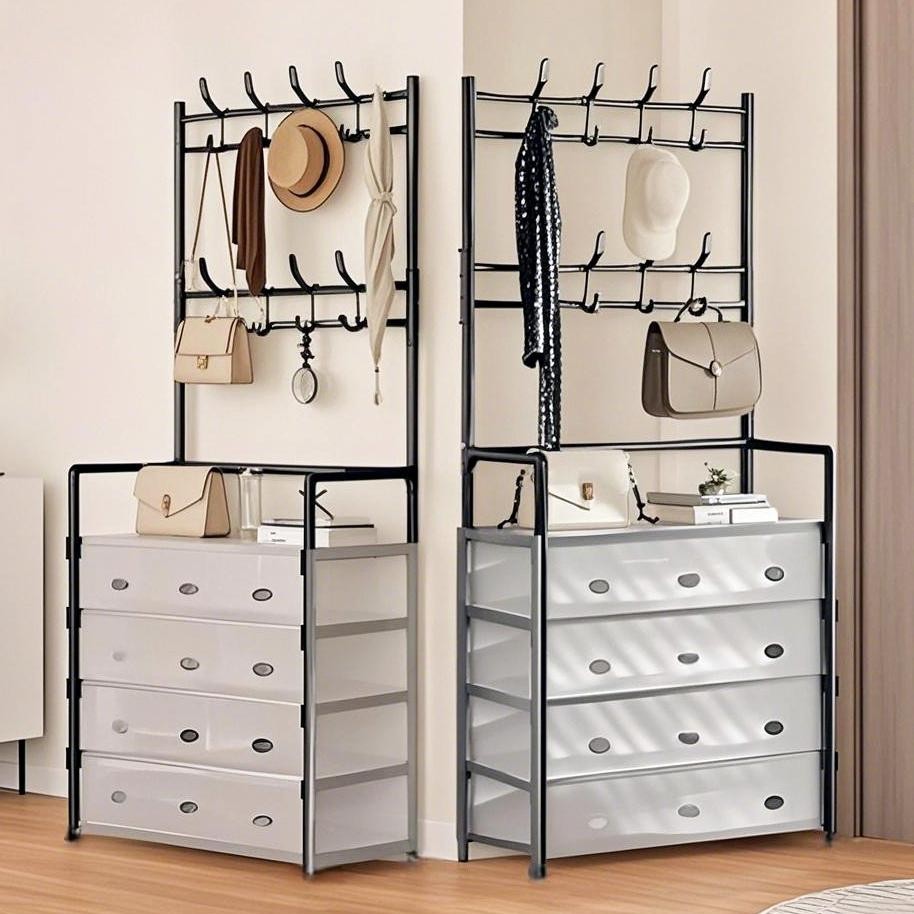 CODConfigear Rak Sepatu Tertutup Anti Debu Serbaguna Rak Penyimpanan Dengan Penutup Gantungan Tas Pa