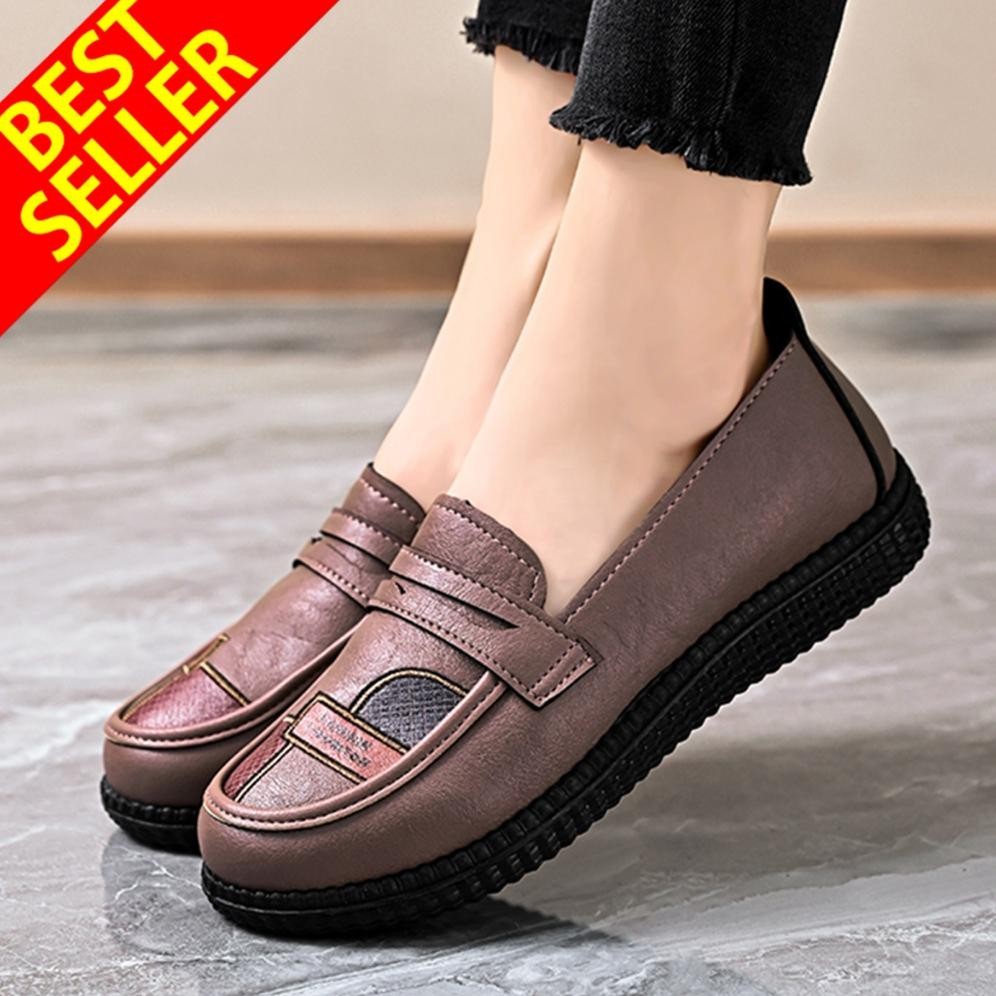 QINGSHUI Sepatu Wanita Slip On Boat Shoes Office Shoes Work Shoes