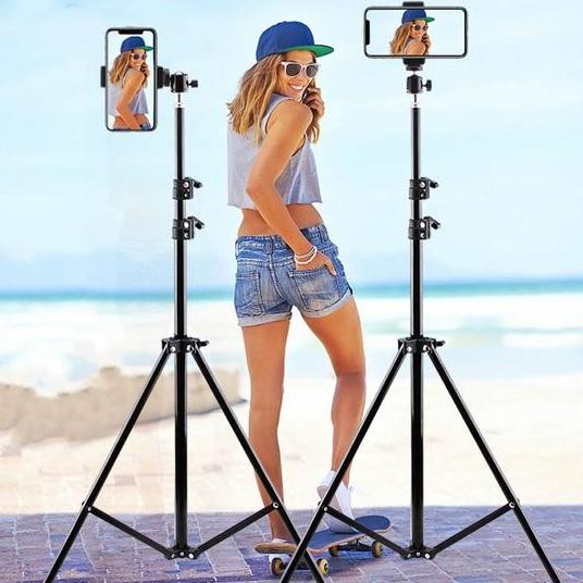 Tersedia Paket Terlengkap Tripod HP 2.1 Meter Live Streaming / Tripod Selfie Konten Video / Tripod K