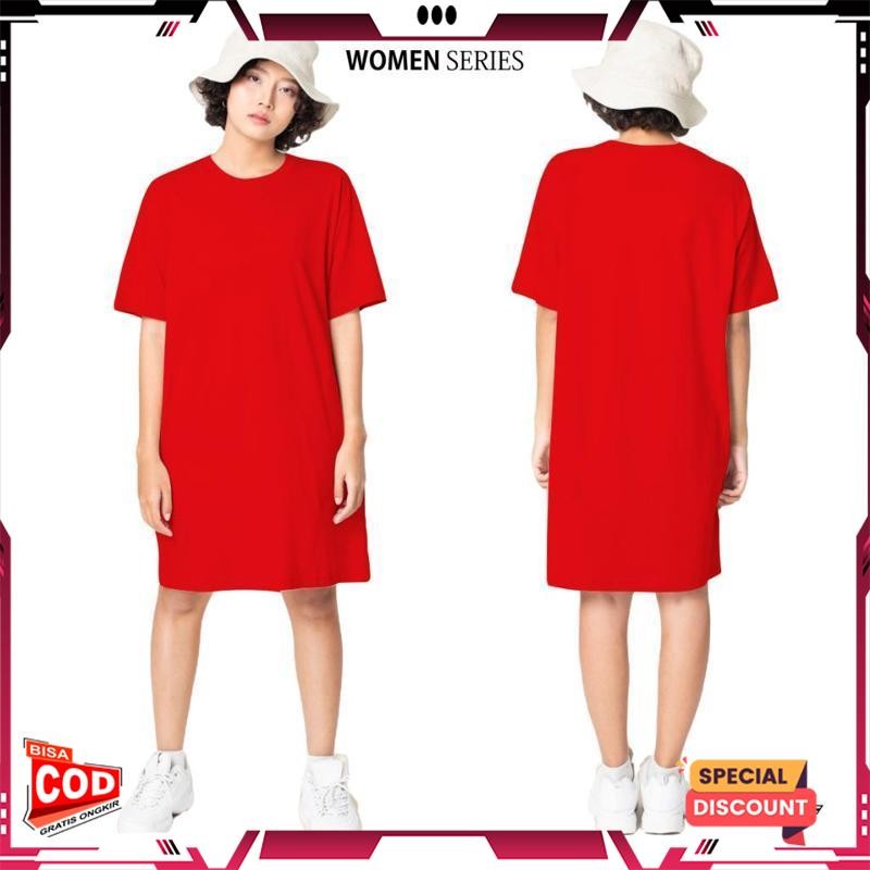 Baju Kaos Dress Wanita Lengan Pendek Dres Polos Wanita Oversize Jumbo Viral Kekinian Terbaru 2025 DG