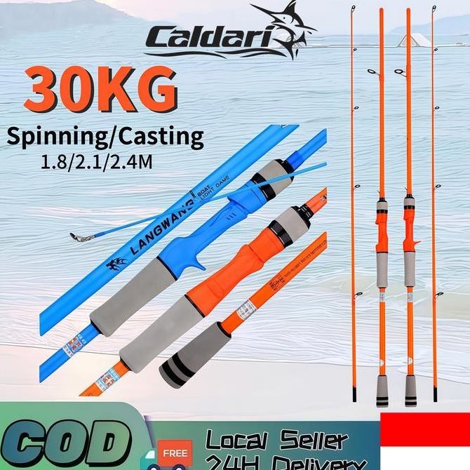 Fishing rod CALDARI Joran Pancing Carbon Sutet 2 Bagian Tongkat Pancing Putar/Casting MH Power