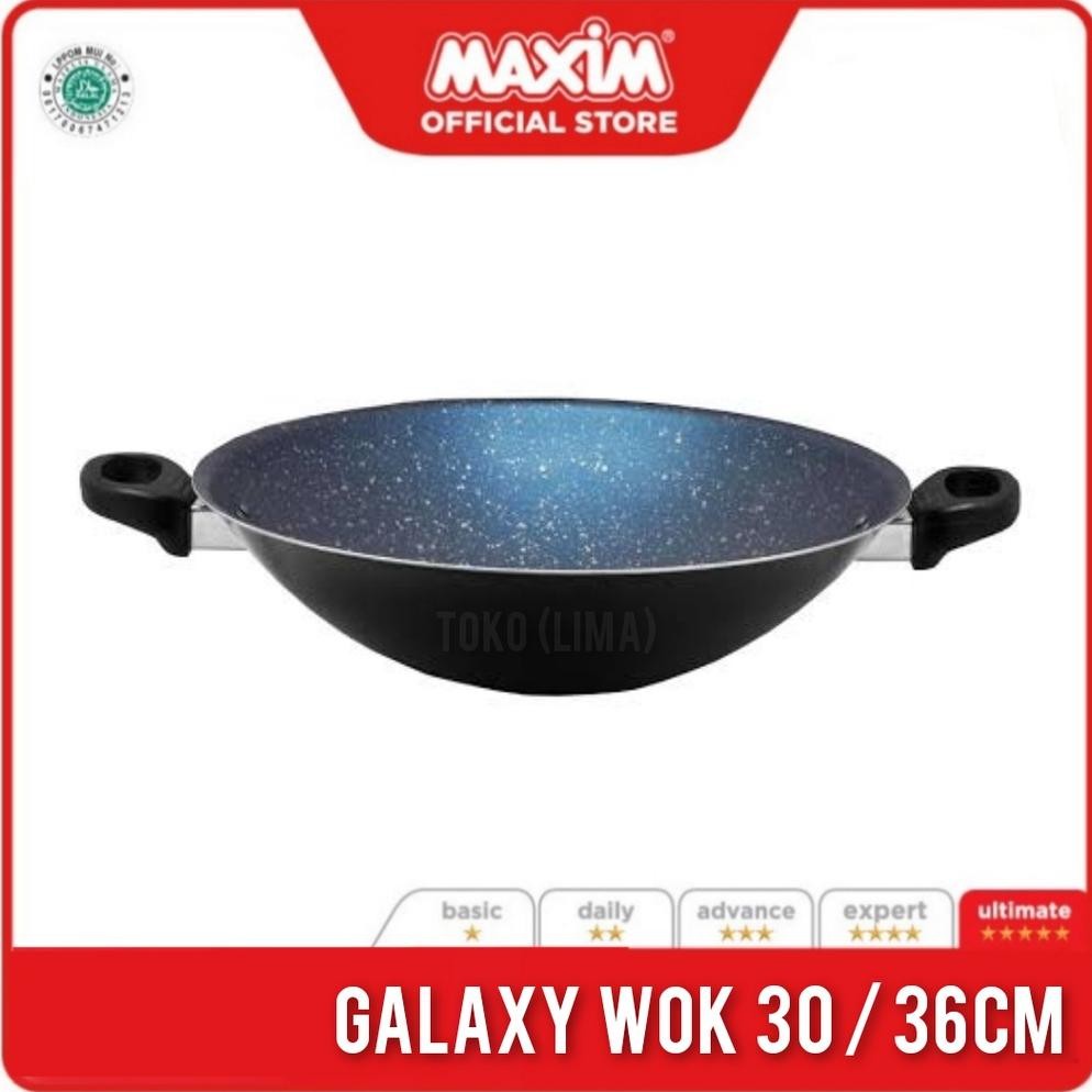 Wajan Penggorengan Maxim Galaxy Wok 30cm 36cm Teflon Anti Lengket Penggorengan Teflon Maxim Anti Len