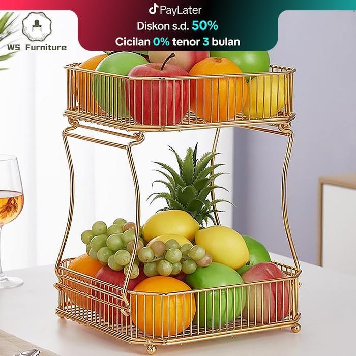 

IX Emas Tray Buah / Tempat Buah / Wadah Buah / Fruit Tray /Tempat Saji Buah / Keranjang Serba Guna 2Tingkat / Keranjang 2 Tingkat