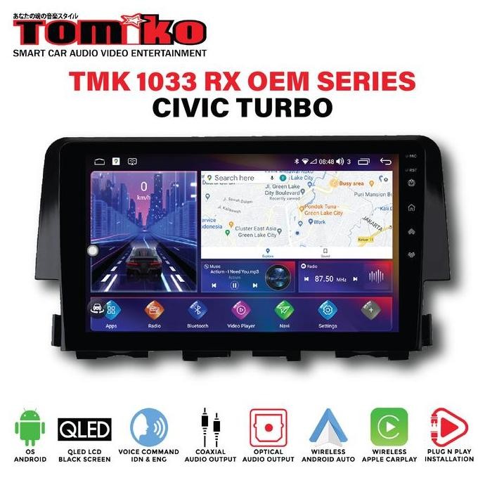 Head Unit Android Tomiko TMK 1033 OEM Series for Civic Turbo