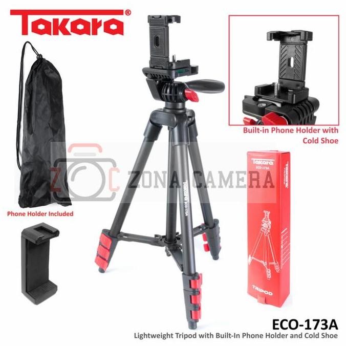 Diskon Tripod Takara 173A + Holder Smartphone 360 | Tripod HP Horizontal Vertikal