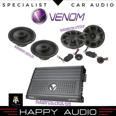 Paket Audio Mobil Full Set Sound System VENOM ELEMENTO VETO SERIES