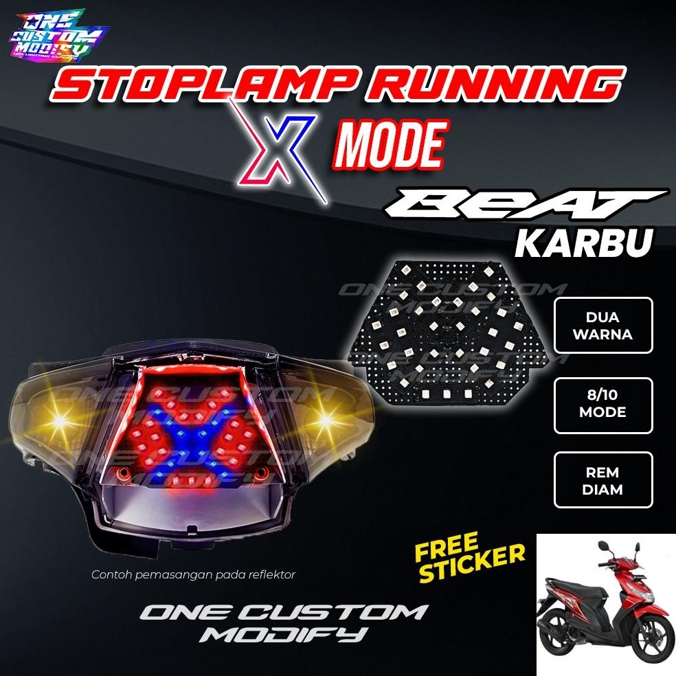 Stoplamp Running X Mode Beat Karbu Lampu Rem LED Motor Variasi One Custom Modify