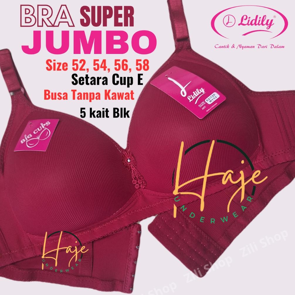 (NEW) Lidily Bra Super Jumbo Setara Cup E Busa Tanpa Kawat Size 52-58 MURAH