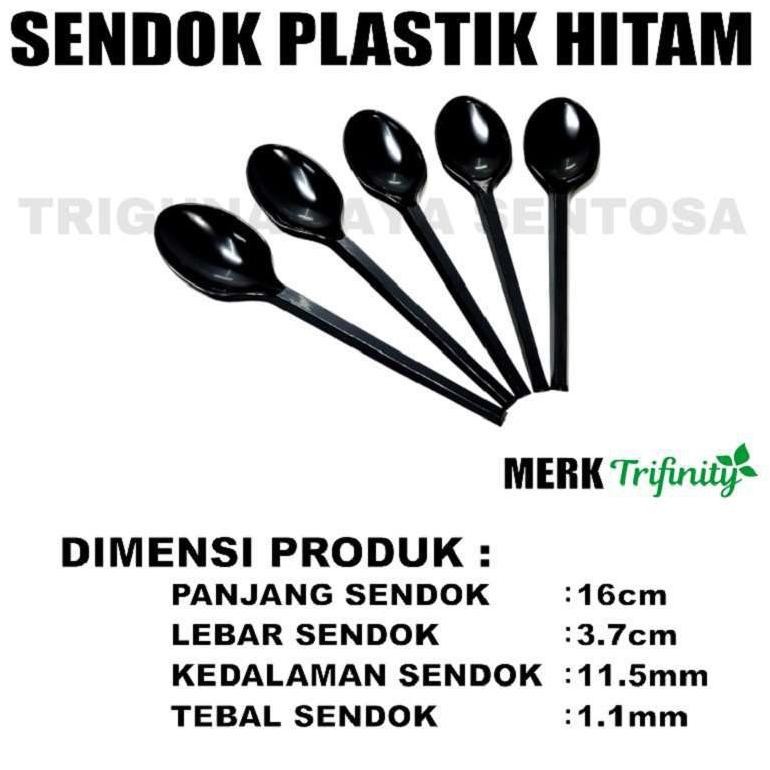 Bisa Cod Sendok Plastik Hitam Isi 25Pcs Panjang Kuat Tebal Sendok Garpu Makanan Plastik Trifinity Me