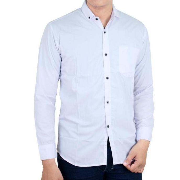 Hem Pria Lengan Panjang Polos Katun Merah LNG 1668