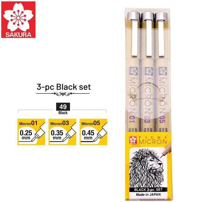 

Sakura Pigma Micron Black Set 3