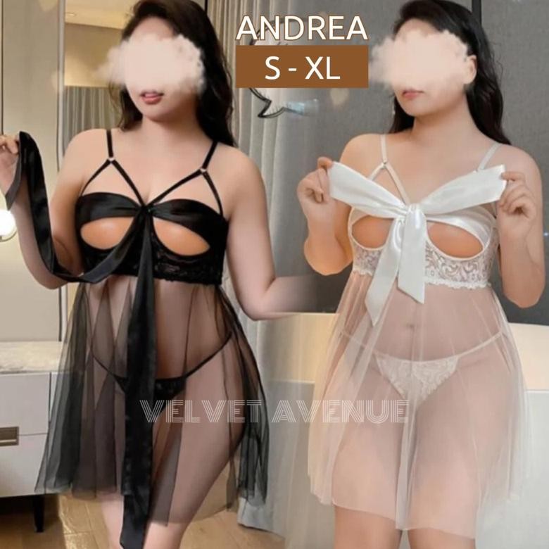 Lingerie Seksi Sexy Murah Brukat Open di Bagian Dada Pita Bisa Dibuka Andrea MURAH