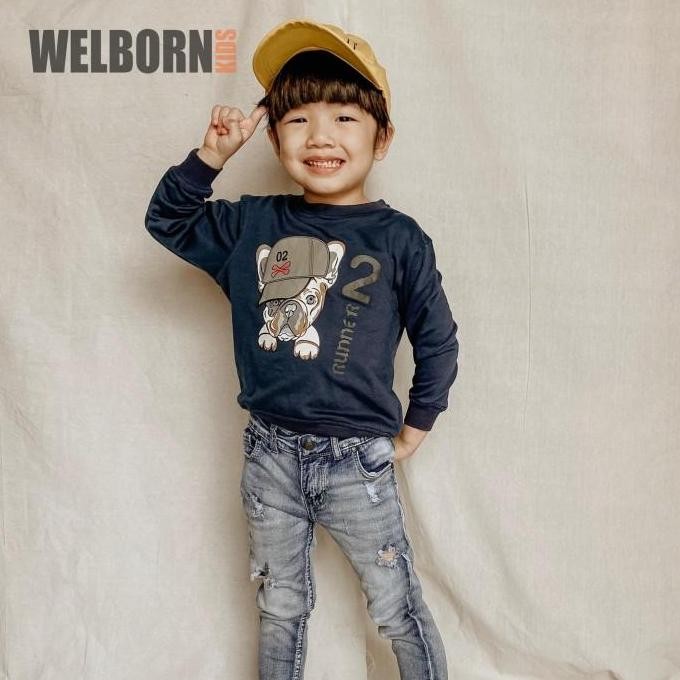 Welborn Kids Sweater Bulldog Navy Anak Laki