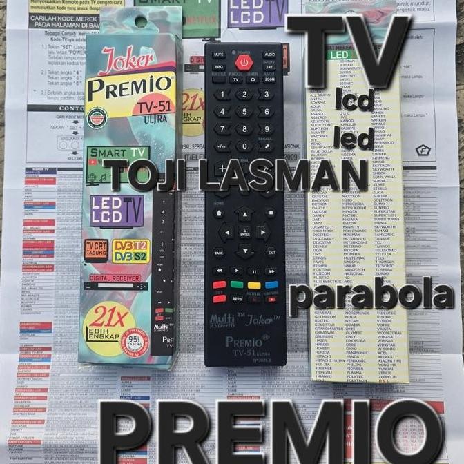 ( REMOTE TV UNIVERSAL JOKER PREMIO ) REMOT KONTROL CONTROL TV LED LCD RECEIVER PARABOLA MULTI UMUM U
