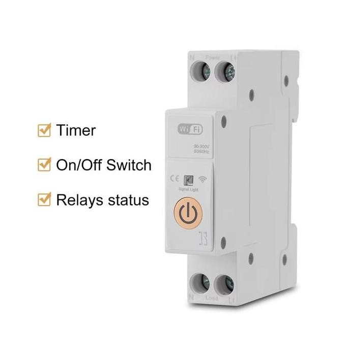 Mcb 1 Phase 63 A Din Rail Listrik Otomatis 300 V Smart Wifi Alat Kwh Meter Timer Switch Relay