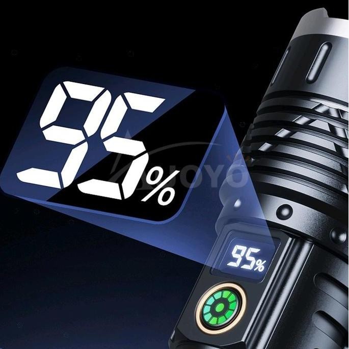 Senter Coba 2 Cahaya Kuning Dan Putih - Indikator Batre - Type C 26650 Baterai 26650 New Stok