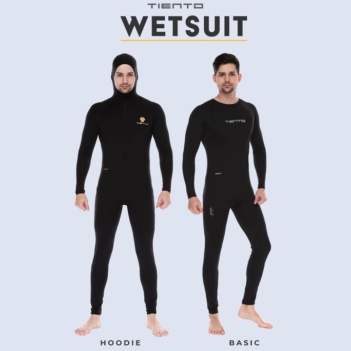 Tiento Men Wetsuit Swimwear Black Baju Celana Pakaian Renang Diving Surfing Original
