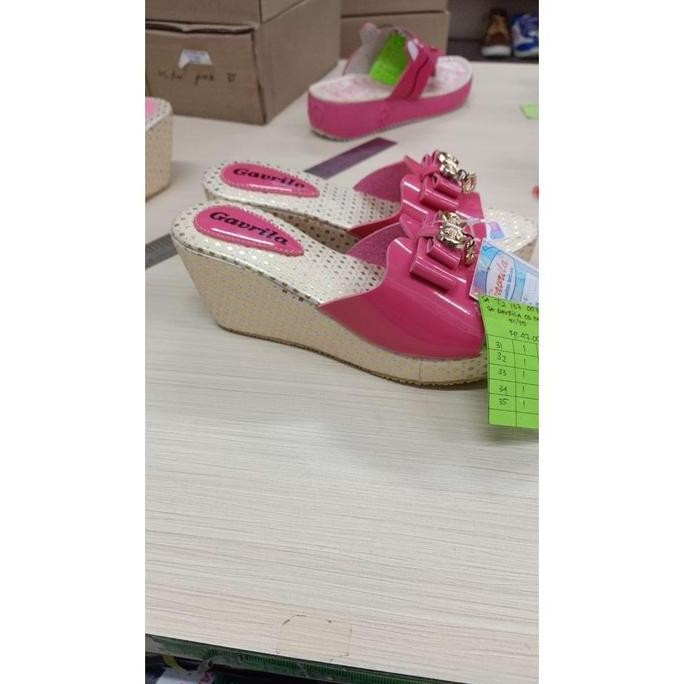 Sandal Wedges Anak Perempuan Sd Gavrila 0046 Pink Tua Fanta Pita