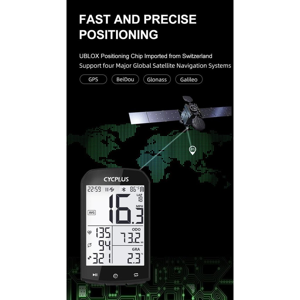 Cycplus M1 Speedometer Gps Sepeda Support Strava Ant+