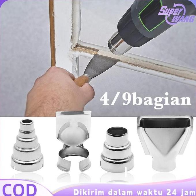 9Pcs/Set Hot Air Heat Gun Blower Nozzle Stainless Diy Air Blow Gun Nozzle Tip Ujung Hot Air Gun Acce