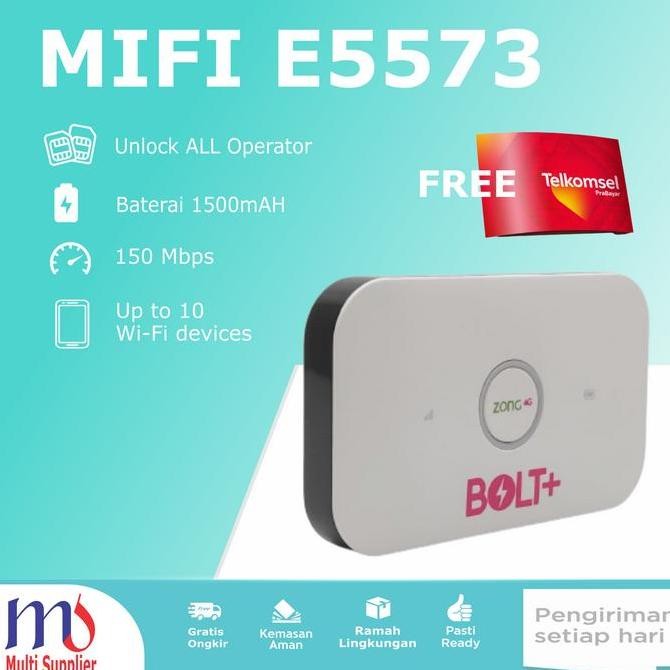 Modem Wifi Mifi Bolt+ E5573 4G 150 Mbps E5573 Unlock All Operator Dan Kartu