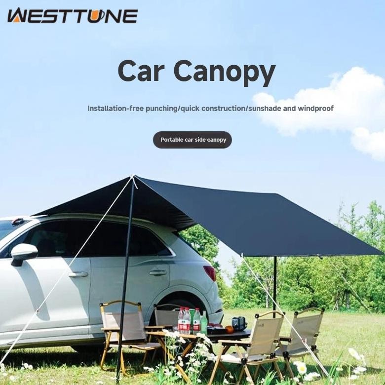 Westtune Portable Car Awning Tarp Lightweight Vehicle Awning For Camping Outdoor Rear Vehicle Awning