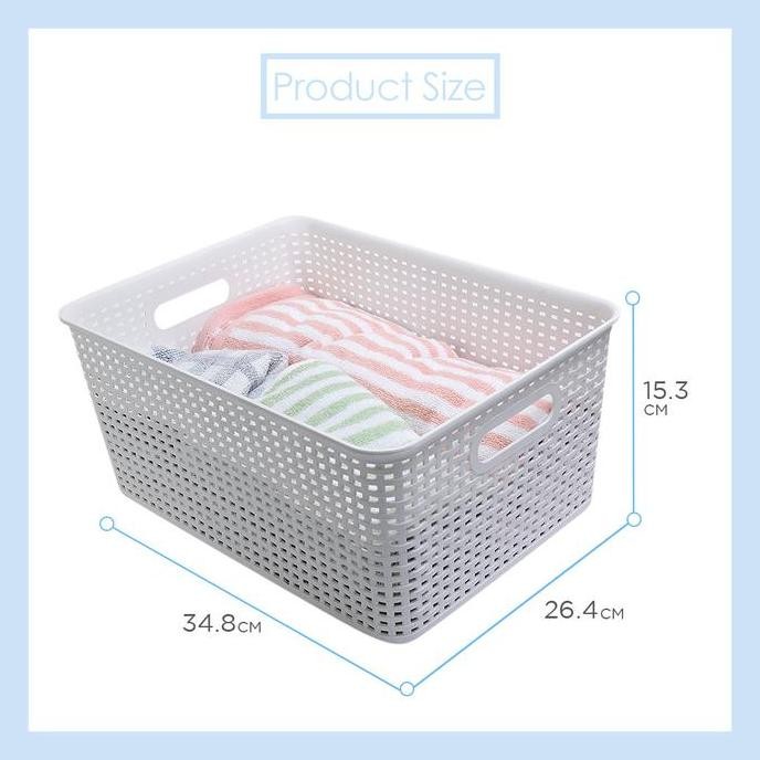 MINISO Keranjang penyimpanan kotak-kotak dengan penutup Ember Penyimpanan Multifungsi Dengan Tutup