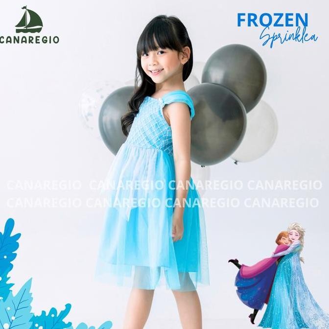 DE65 - Baju Springkle Frozen Anak Perempuan/Dress Frozen Elsa/ Frozen Zee Zee 1-8 Tahun Cantik
