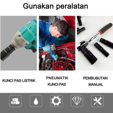 Original Shock Panjang 1/2" 8-24Mm Kunci Sok Set Mata Kunci Impact 10Pcs Kunci Sok BisaCod