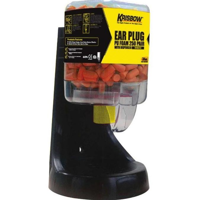 KRISBOW EAR PLUG PU FOAM 250 PAIR W/ DISPERSER 10146287 ORIGINAL DAN TERPERCAYA