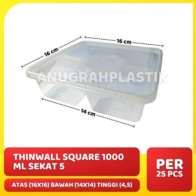 THINWALL 1000 ML SQ SEKAT 5 DM / THINWALL BENTO / THINWALL INNER SLOP
