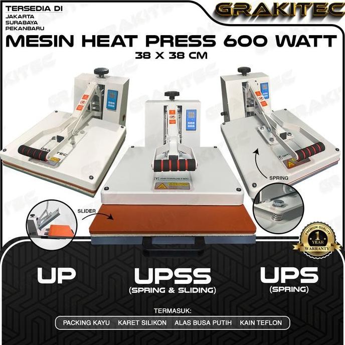 Grakitec Mesin Heat Press Sablon Kaos 38X38 600 Watt