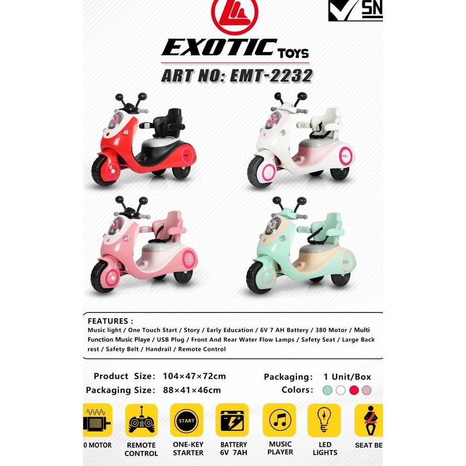 Motor Aki 2232 Mainan Anak Motor Motoran Scoopy Vespa Exotic Remot