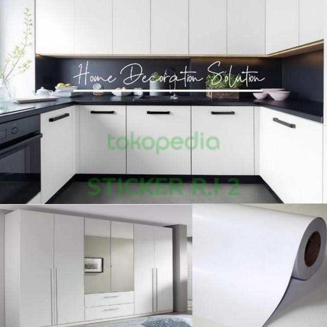 DF384>> Stiker Skotlet Kichenset Pelapis Furniture motif putih doff polos