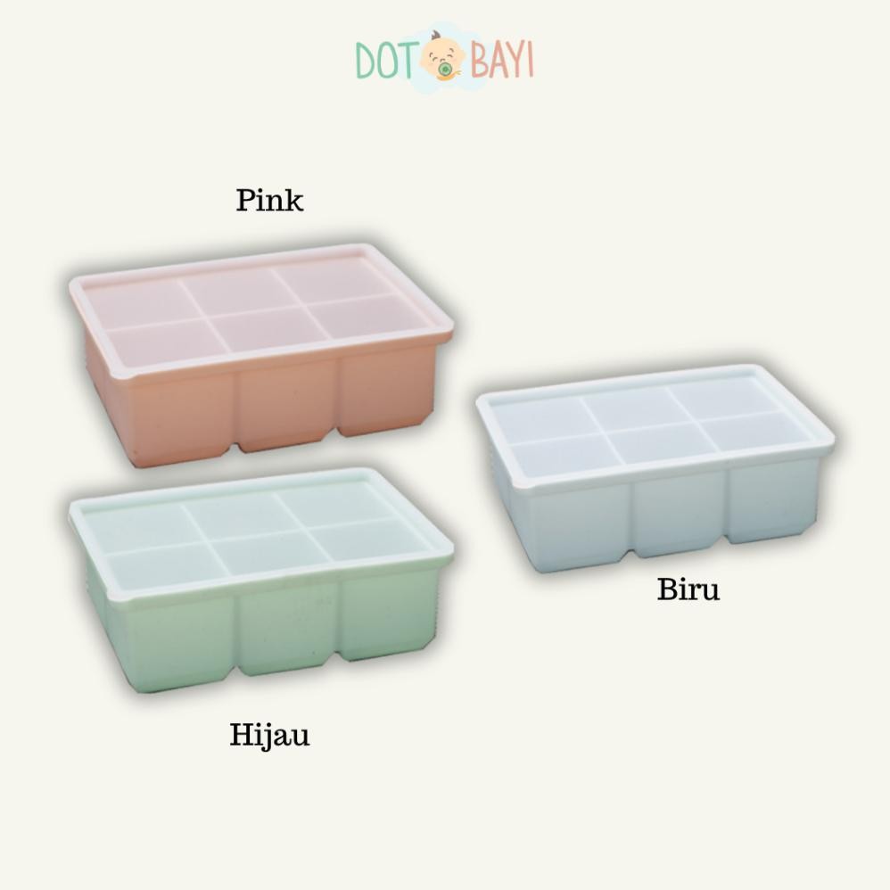 KEIJI (6 TRAY) CETAKAN ES BATU MPASI SILICON SILIKON ICE CUBE TRAY TUTUP