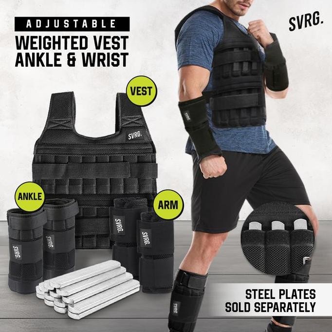 Svarga Adjustable Weighted Vest - Wrist & Ankle Weight - Rompi Beban