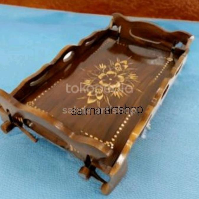+++++] tempat gelas akua kombinasi nampan kayu jati,nampan akua kayu jati ukir bunga