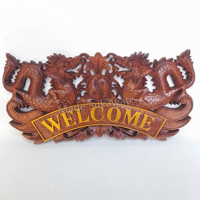 

~^~^~^] Papan nama dinding ukiran naga name plate kayu handmade bali
