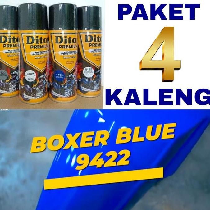 Terlaris Paket-4 Kaleng Pilok Cat Semprot Diton Premium Boxer Blue 9422 400Cc Biru Tua