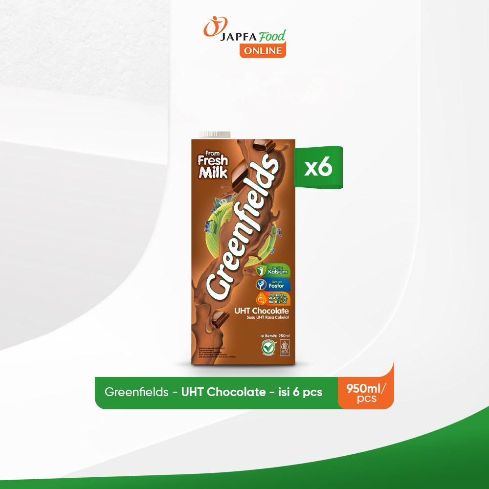 

Susu Greenfields UHT Chocolate 950ml - Isi 6 pcs - 100% Fresh Milk dari Greenfields Farm