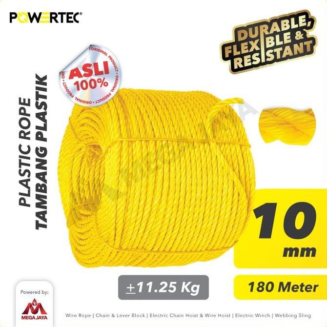 

POWERTEC TALI TAMBANG PLASTIK 10MM X 180M PLASTIC ROPE - KUNING ORIGINAL DAN TERPERCAYA