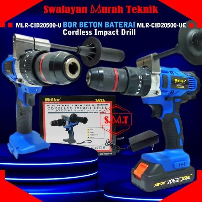 =====] MOLLAR CID20500-U/UE Bor Beton Baterai Cordless Impact Drill 13mm