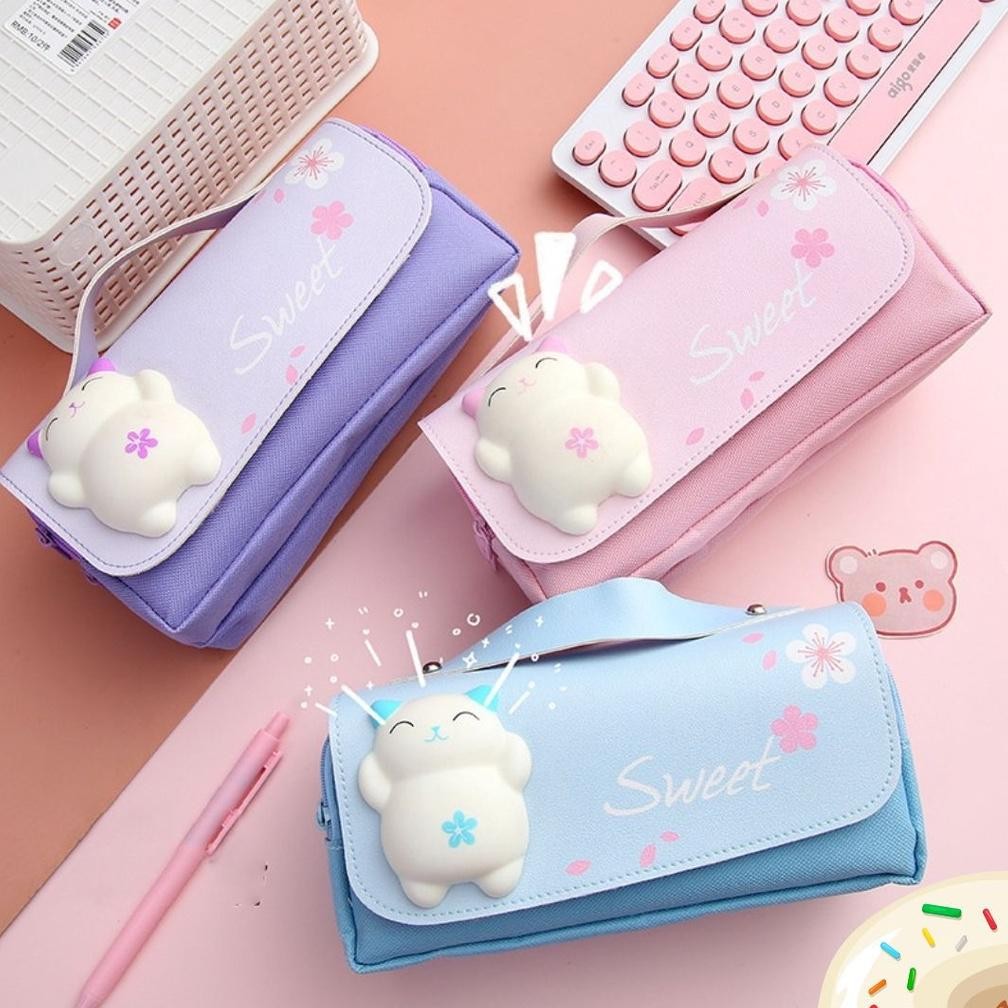 

Uk-68 Kawa Kotak Tempat Pensil Pencil Case Kain Lucu Kapastitas Besar Free Pin Bross Uk-68
