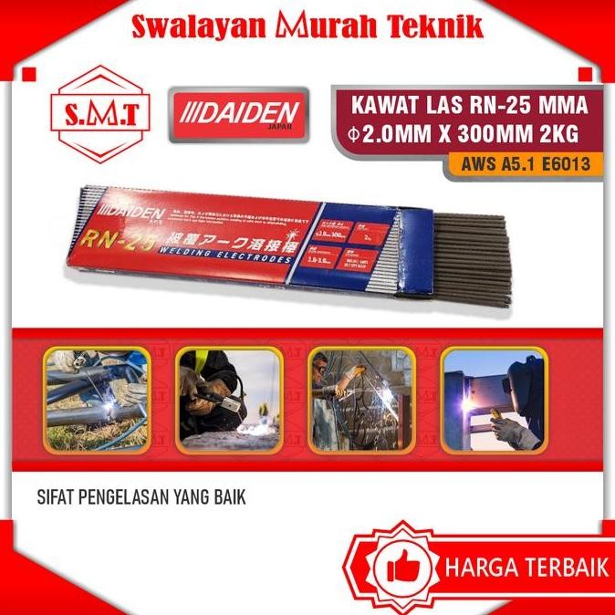 Produk Unggulan] Kawat Las 2.0mm x 300mm DAIDEN RN-25 AWS A5.1 E6013 untuk MMA Welding Electrodes 2 