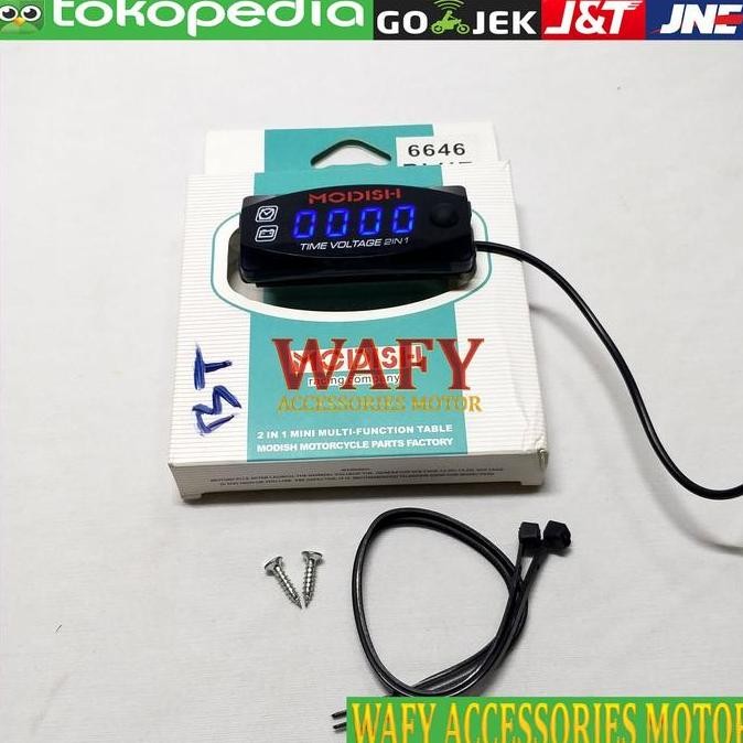 DF364>> VoltMeter Jam Termometer Modish 3 in 1 Untuk Di Motor