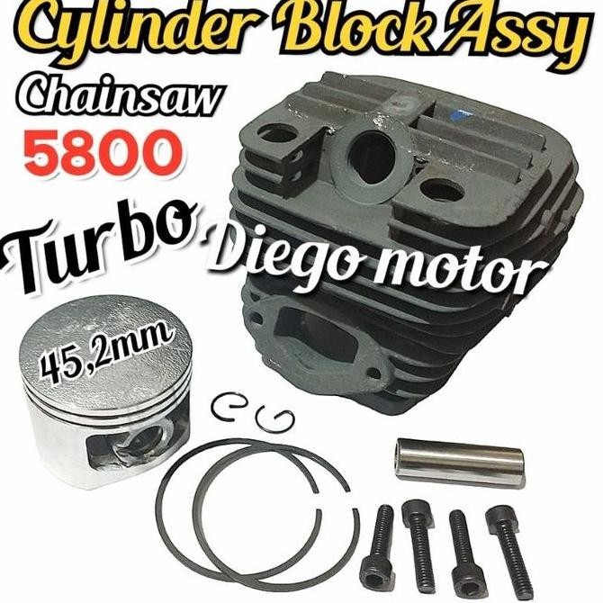 5800 Turbo Cylinder Blok Komplit Mesin Chainsaw Senso Kecil Promo Murah